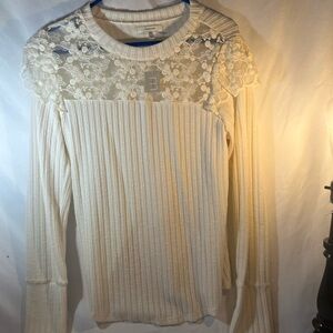 Maurices Cream Lace Detail Blouse